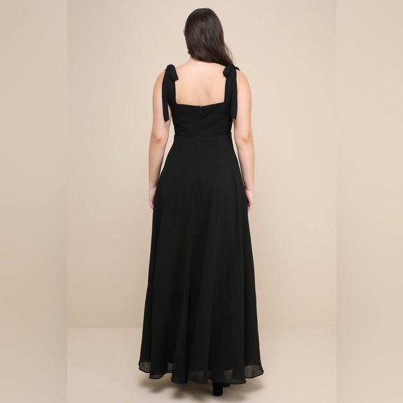 LULU’S Love Me Forever Black Tie Strap Square Neck Maxi Dress - Picture 7 of 10